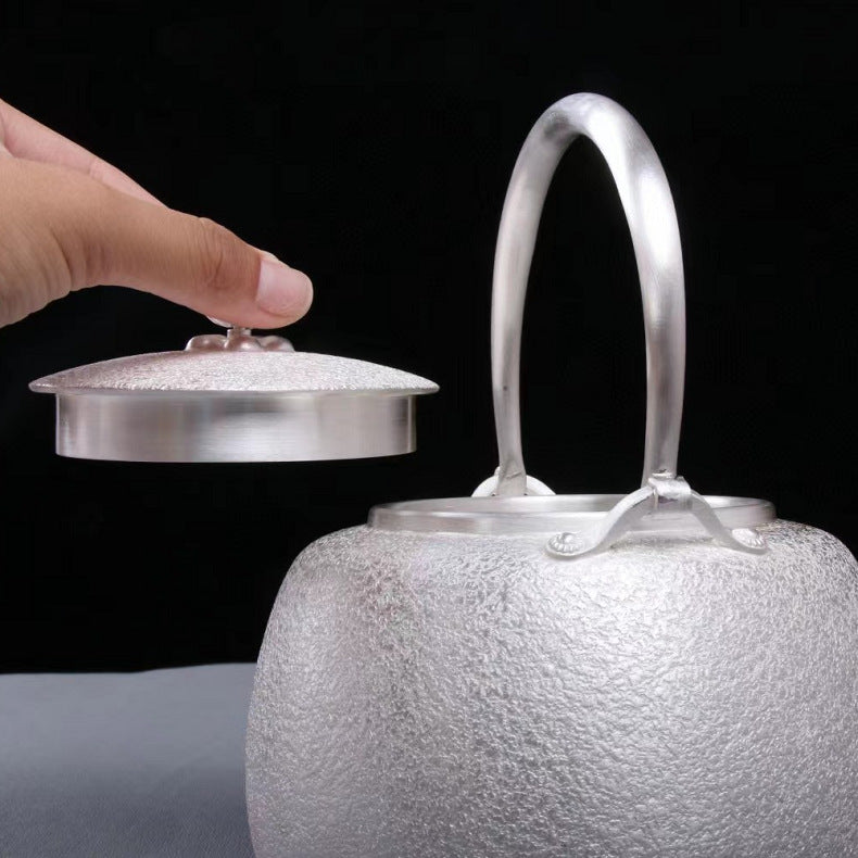 High-purity silver tea kettle hand-worked texture