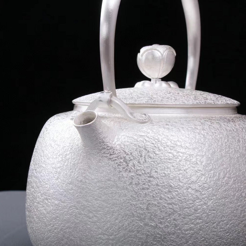 1100ml silver Gongfu tea kettle with wrapped handle