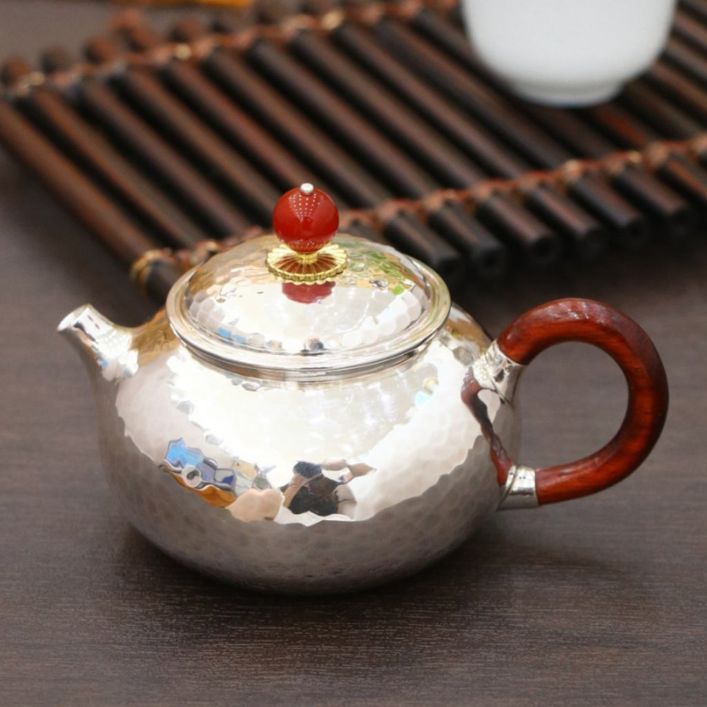Premium 100ml pure silver Chinese teapot