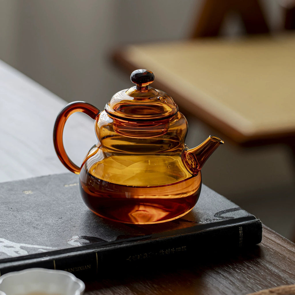 Amber heat resistant glass teapot Chinese tea brewing