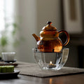 Amber borosilicate glass teapot with candle warmer