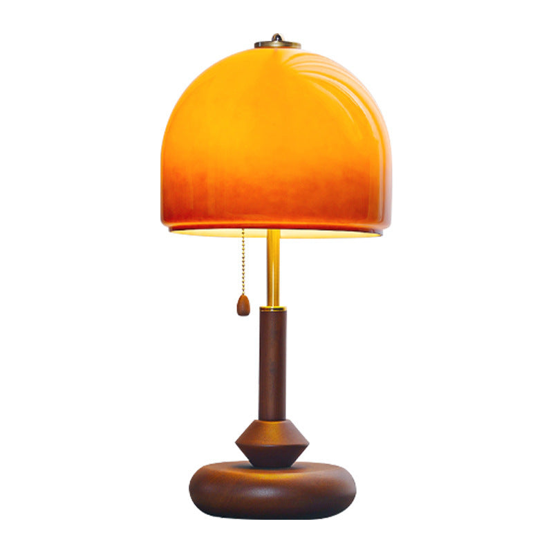 Amber Grove glass and wood mushroom table lamp 4