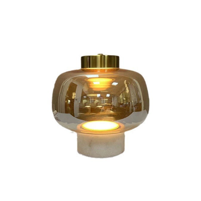Amber glass and white marble ambient table lamp product view