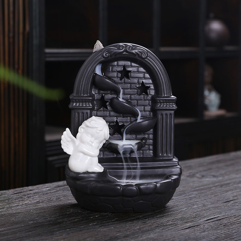 Angel arch smoke waterfall incense burner front view