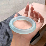 Certified Aqua Quartzite Jade Bangle – High-Ice Tianqing Blue Shui Mo Style Thick Round Bracelet, 54–64 mm