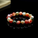 Multicolor Banded Agate Bead Bracelet – 9–14 mm Chinese Wenwan Style