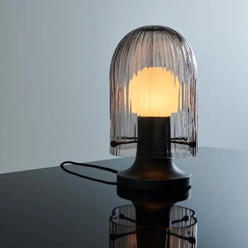Petite Bauhaus ribbed mushroom table lamp 2