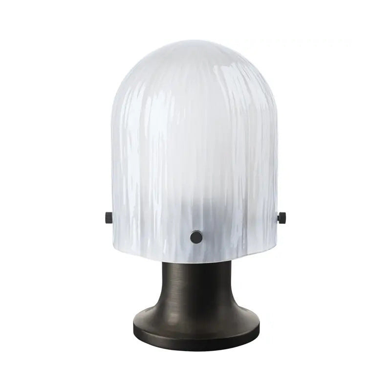 Petite Bauhaus ribbed mushroom table lamp 3