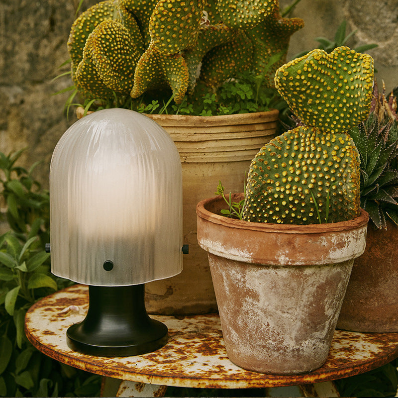 Petite Bauhaus ribbed mushroom table lamp 4