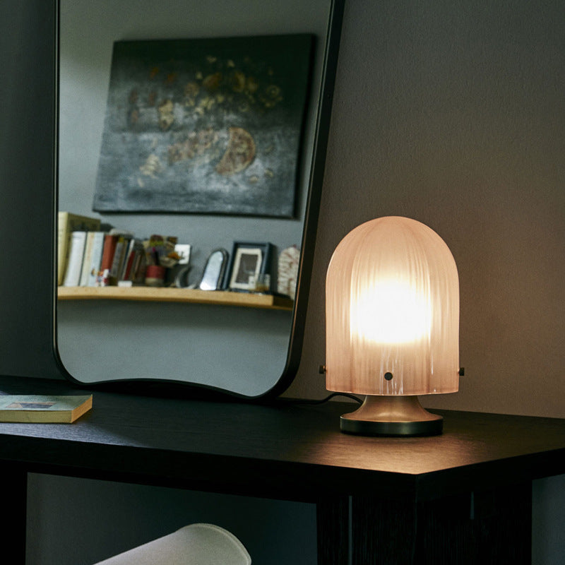 Petite Bauhaus ribbed mushroom table lamp 5
