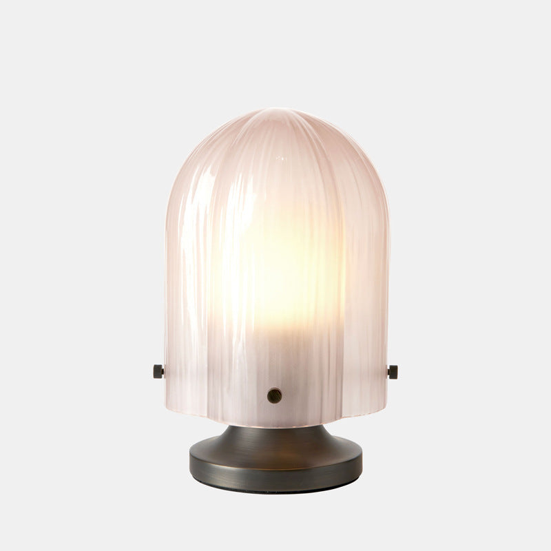 Petite Bauhaus ribbed mushroom table lamp 9
