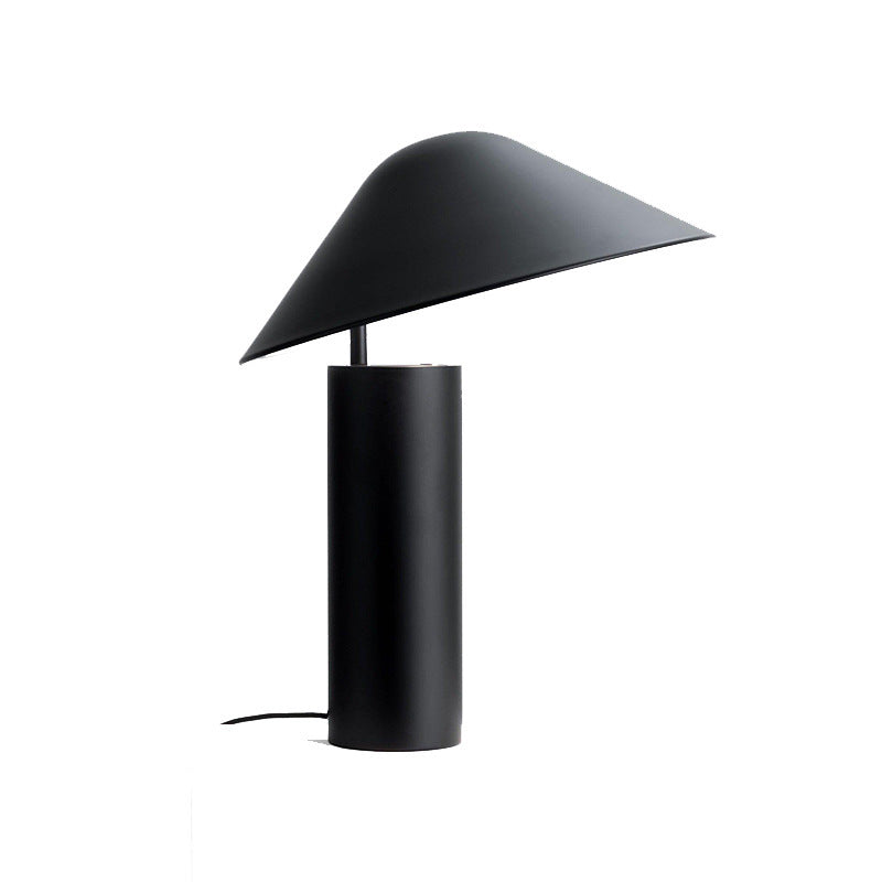 Matte black designer cone table lamp front view
