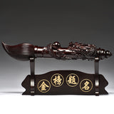 Black Ebony Wood Wenchang Brush Sculpture – Jin Bang Ti Ming & Da Bi Jin Cai | 30–70cm Dragon Scholar Desk Ornament for Study, Office & Graduation Gift
