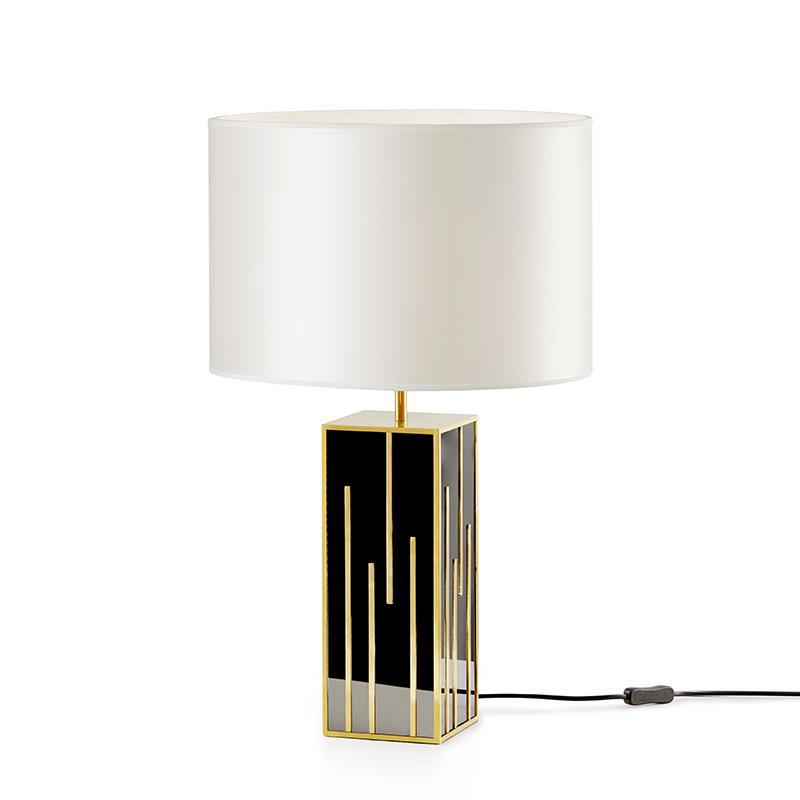 Noir Line black gold architectural column table lamp 4