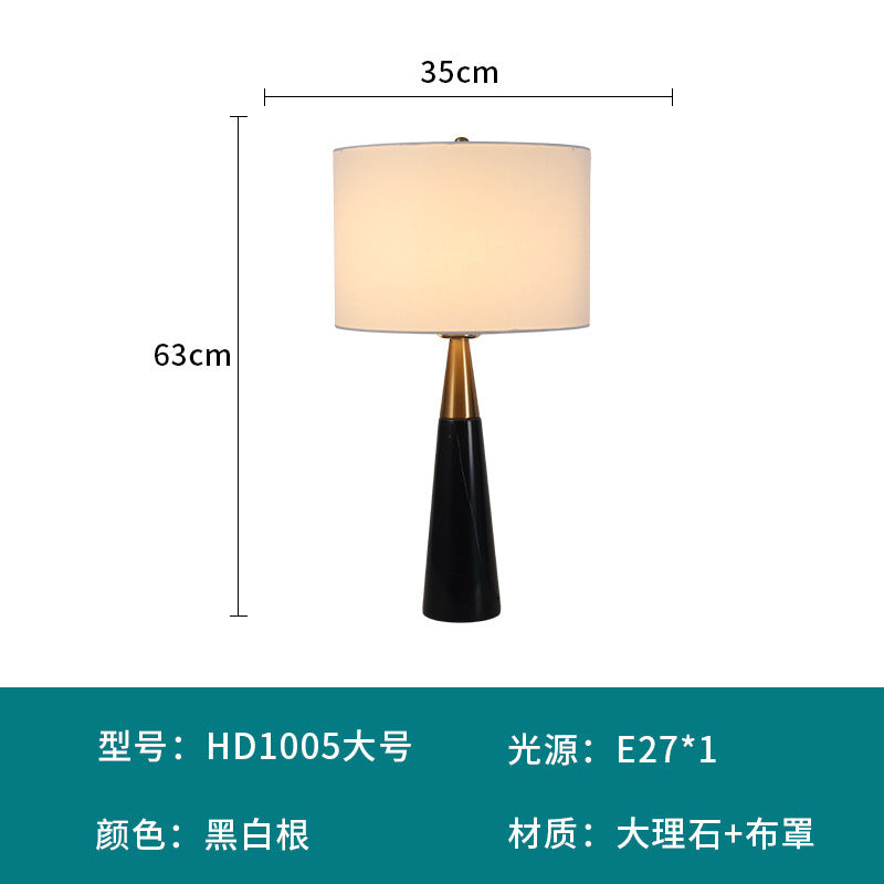 Large black marble tapered table lamp dimensions 35cm wide by 63cm high