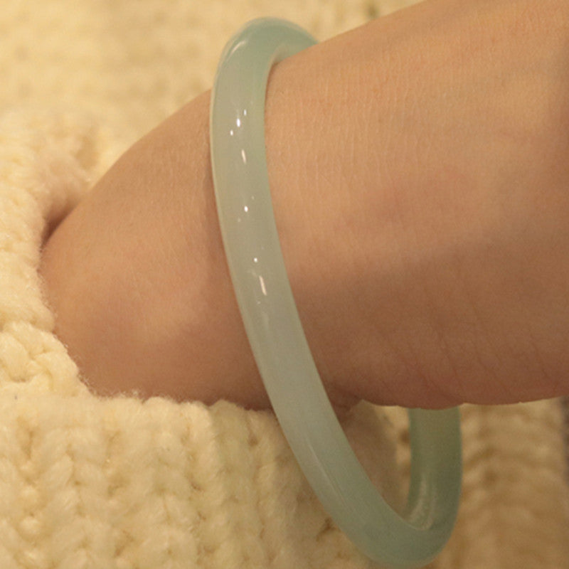 Certified natural blue water chalcedony thin beauty bangle bracelet