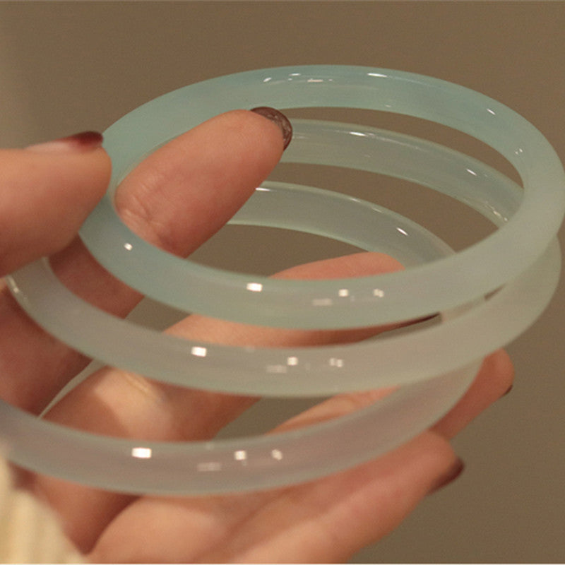 Certified pale blue chalcedony thin round bangle product view