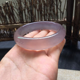 Certified Natural Brazilian Ice Lavender Chalcedony Bangle – Pink-Purple Agate Bracelet, 55–64 mm