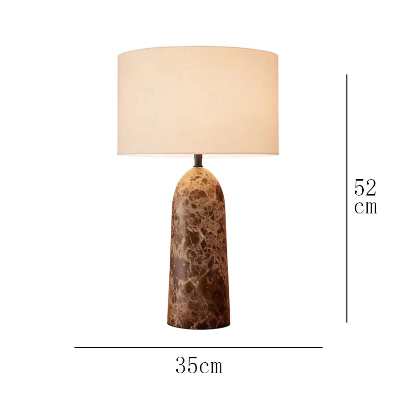 Brown veined marble table lamp large size 35cm wide by 52cm high