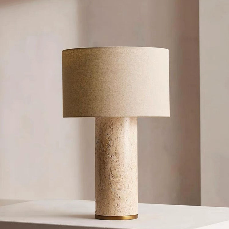 Natural cave stone column lamp in a warm neutral interior