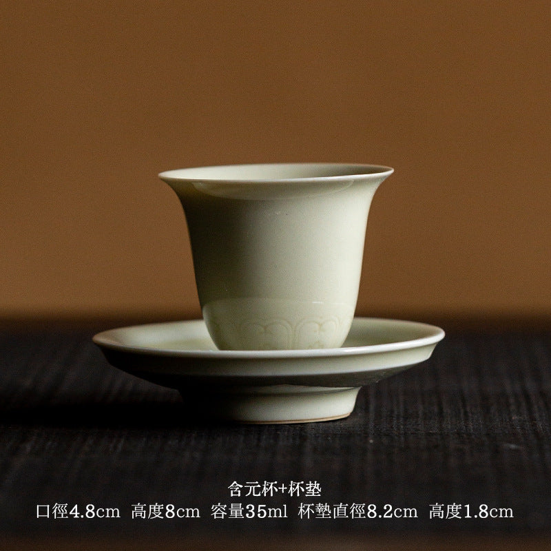 Celadon gongfu tea cup with saucer