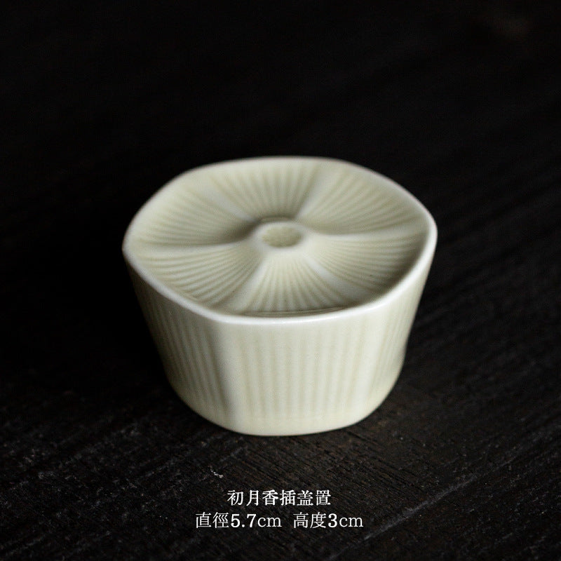 Flower relief celadon ceramic cup accessory