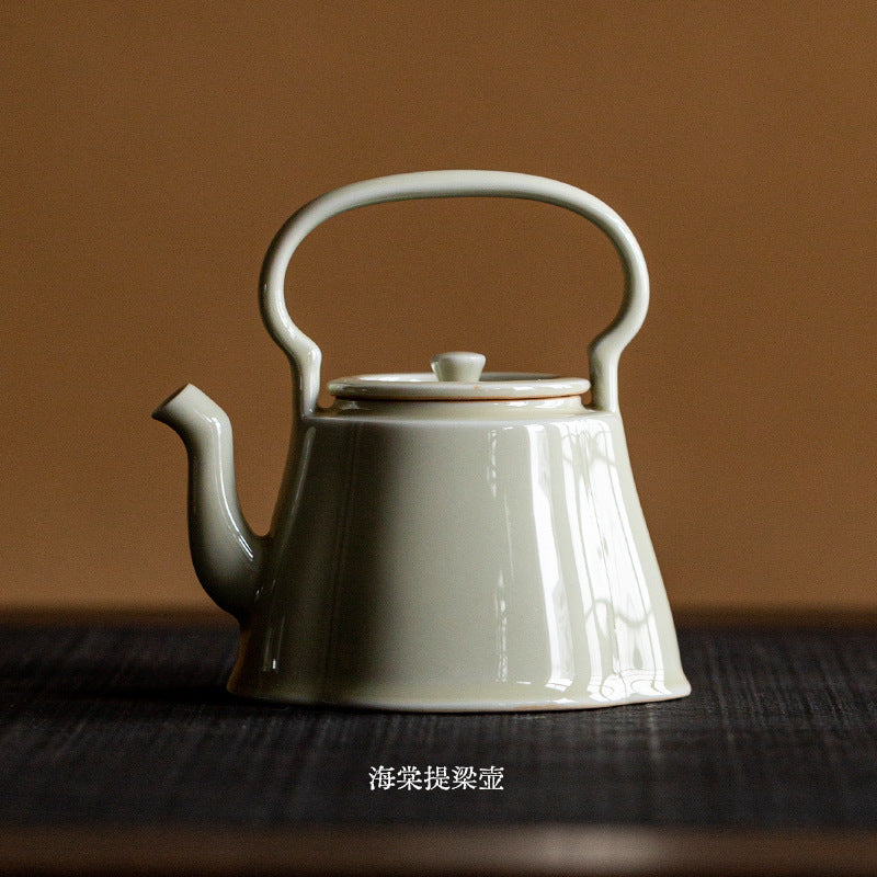 Traditional celadon handled Chinese tea kettle
