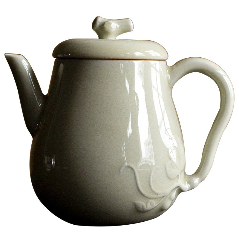 Lotus inspired celadon ceramic Chinese teapot