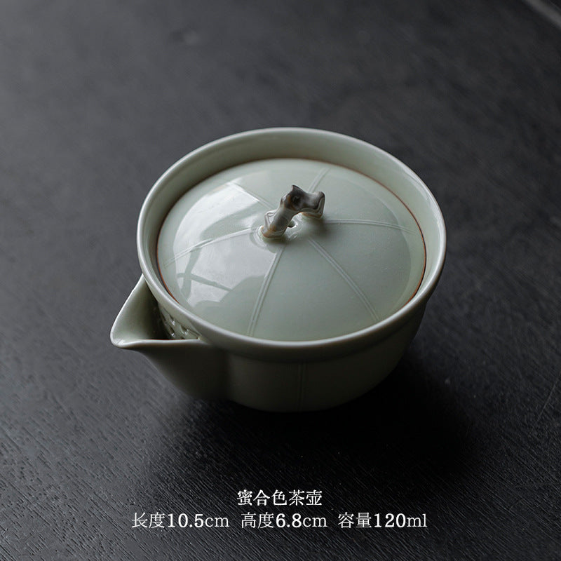 Celadon side handle gaiwan Chinese tea brewer