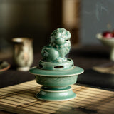 Celadon Suanni Mythical Lion Ceramic Incense Burner