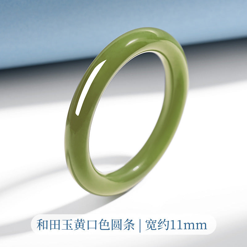 Huangkou Hetian jade round bangle approximately 11 mm profile