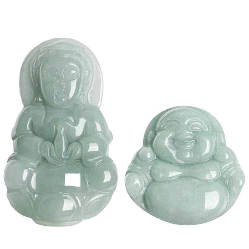 Natural jade Guanyin and Laughing Buddha pendant styles
