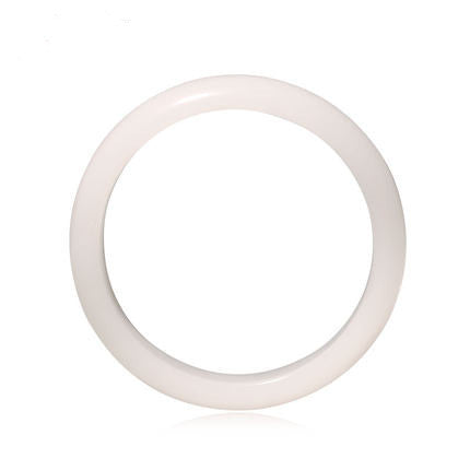 White jade solid stone bangle on clean white background