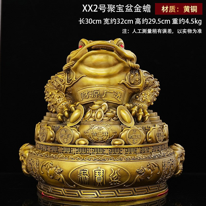 Chinese brass money toad and treasure bowl decor for office entrance living room and business gifting