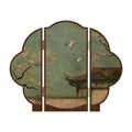 Chinese tabletop folding screen with pavilion and returning cranes