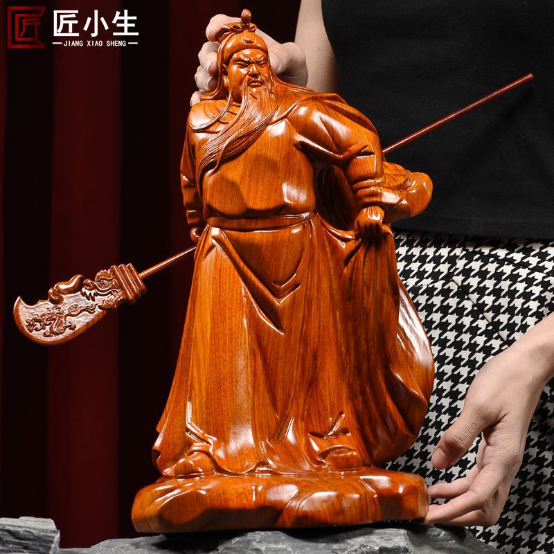 Classic solid wood Guan Gong Guan Yu sculpture for living room office entrance and business gift