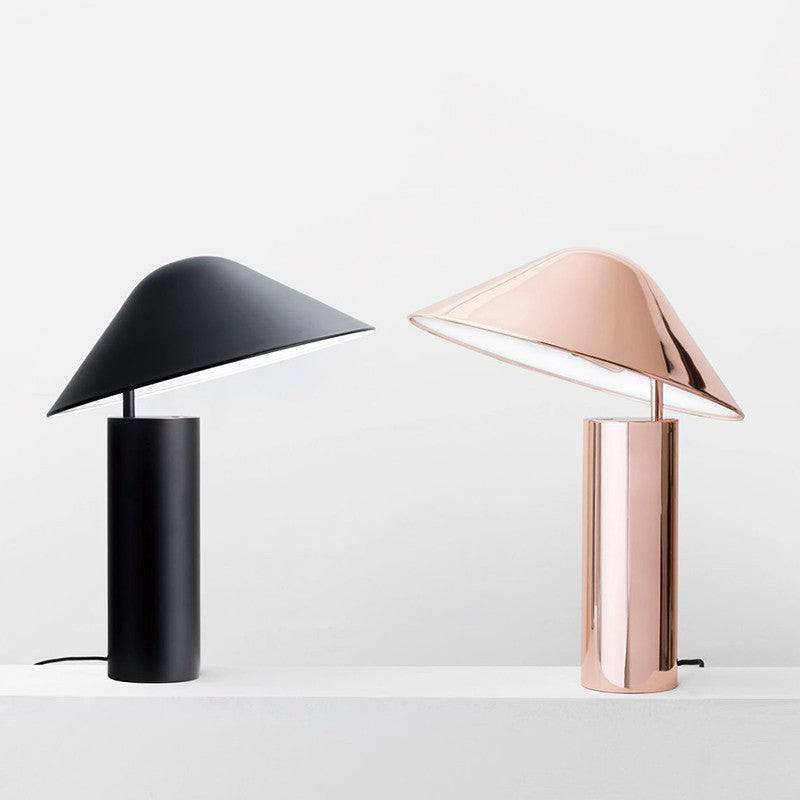 Black and rose gold cone table lamp color comparison