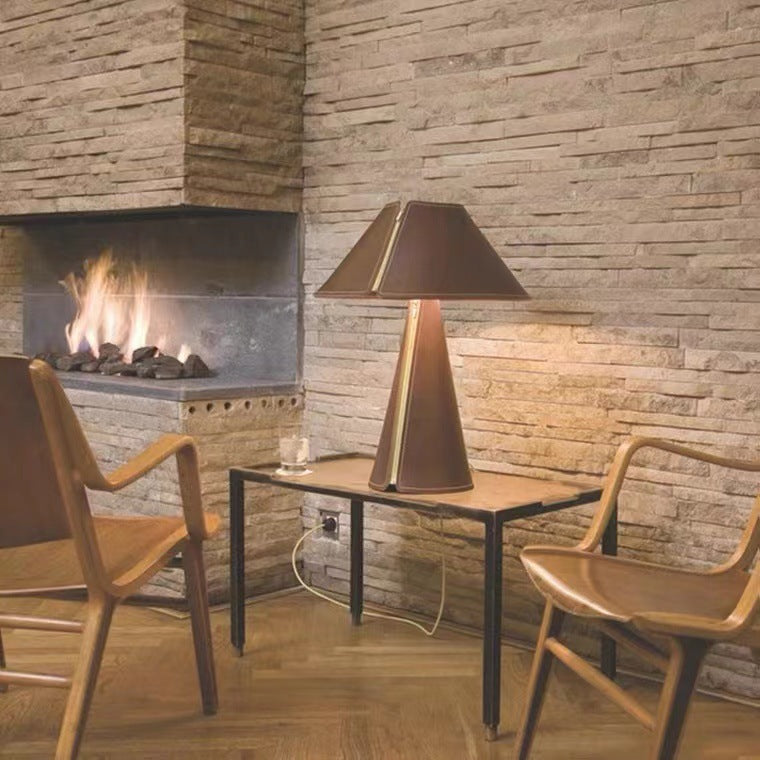 Maison Fold leather cone table lamp 1
