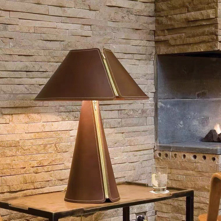 Maison Fold leather cone table lamp 3
