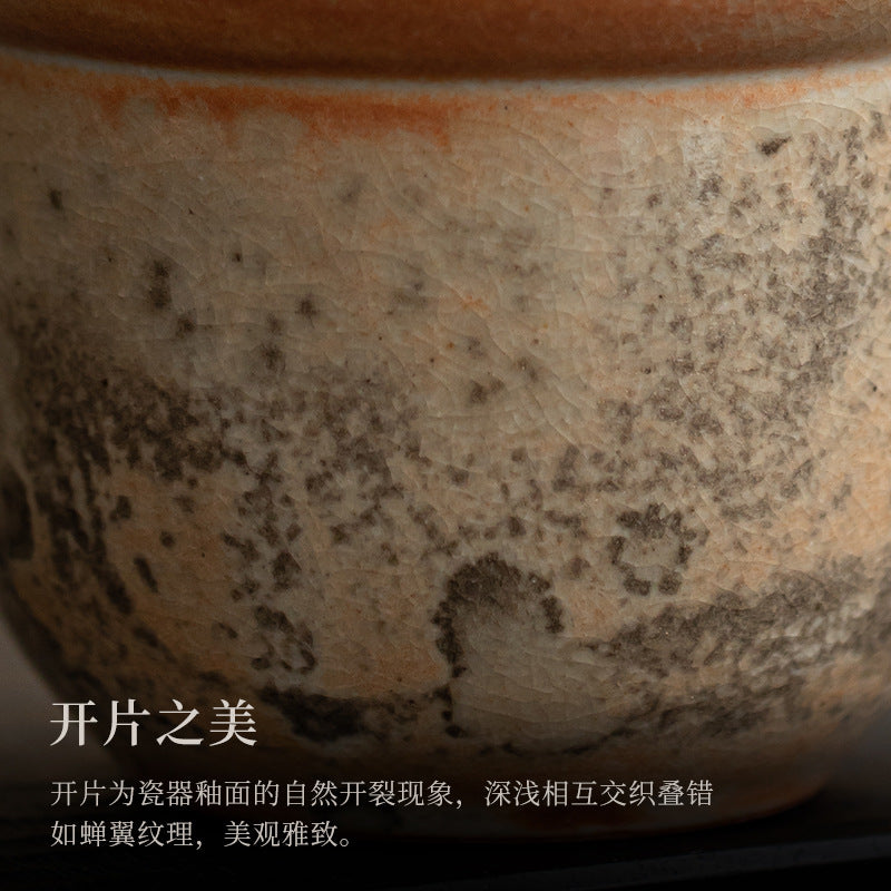 Handcrafted floral stone-glaze bail-handle ceramic teapot 225ml