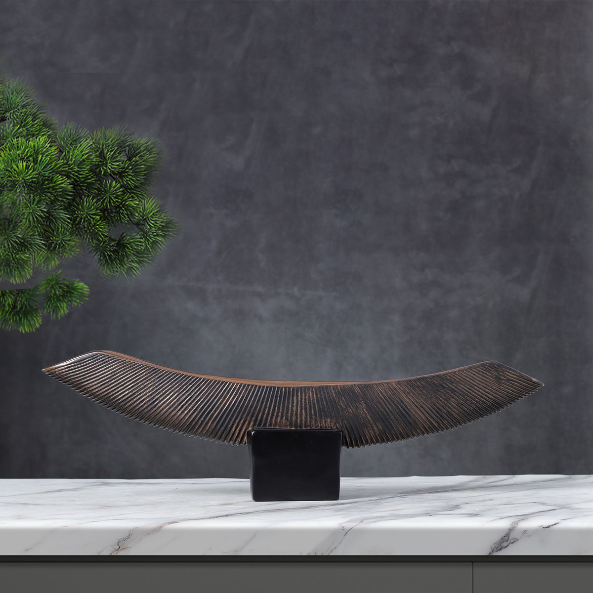 Long New Chinese tabletop sculpture displayed in modern interior