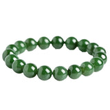 Deep Green Polished Stone Bead Bracelet – 8–20 mm Chinese Wenwan Style