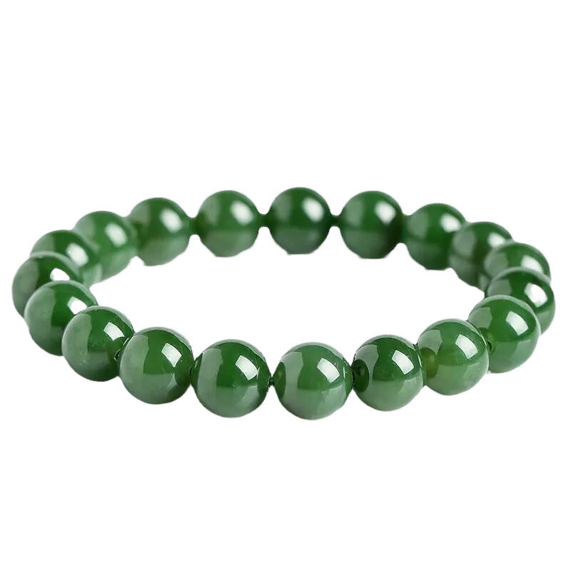 Smaller deep green polished bead bracelet