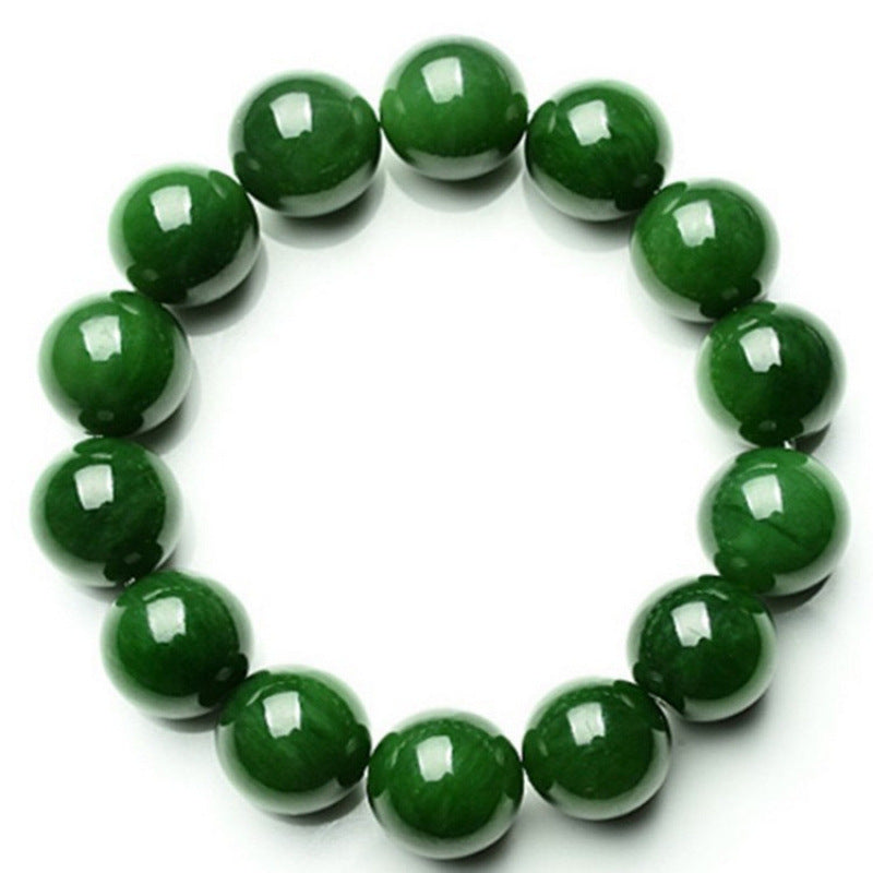 Deep green large bead bracelet top view