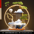 Large New Chinese ceramic deer LED ring water fountain with mist