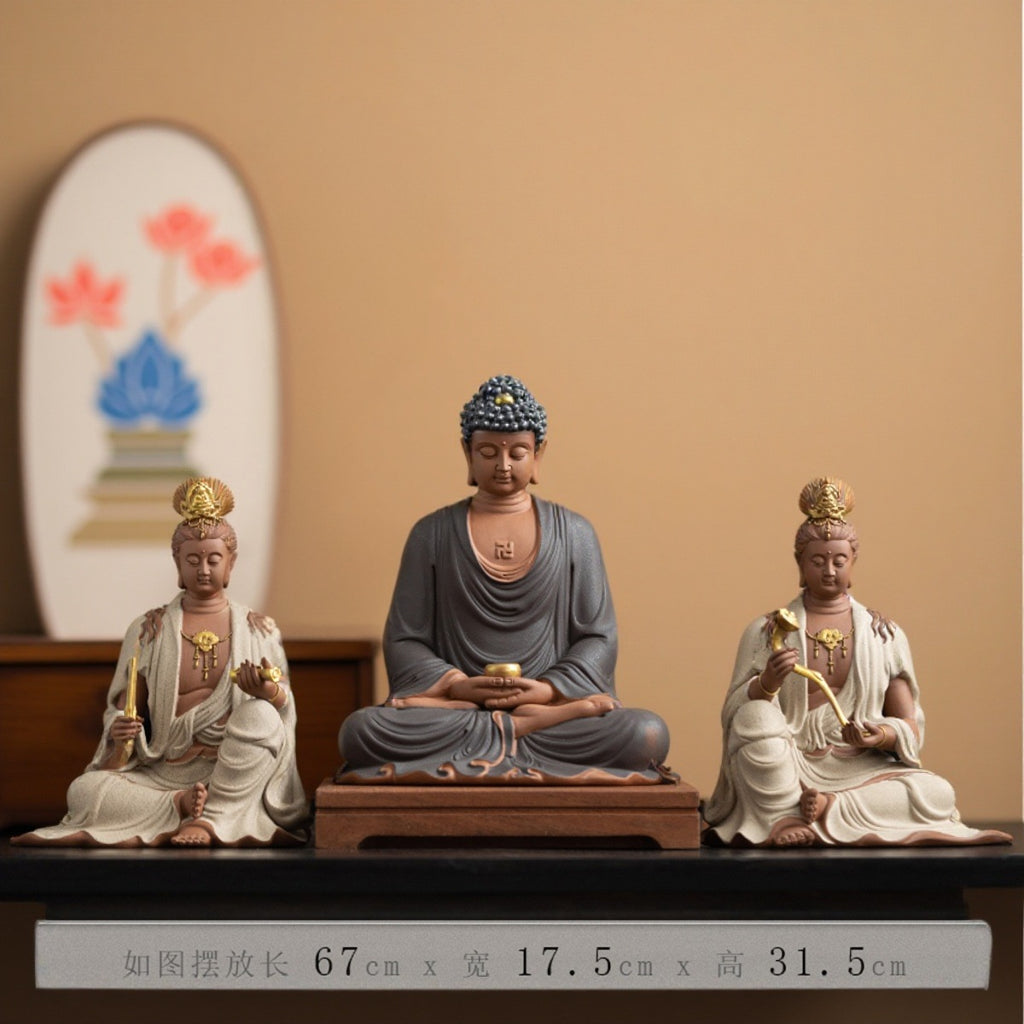 High-fired ceramic Buddha home decor statue for meditation room or entryway