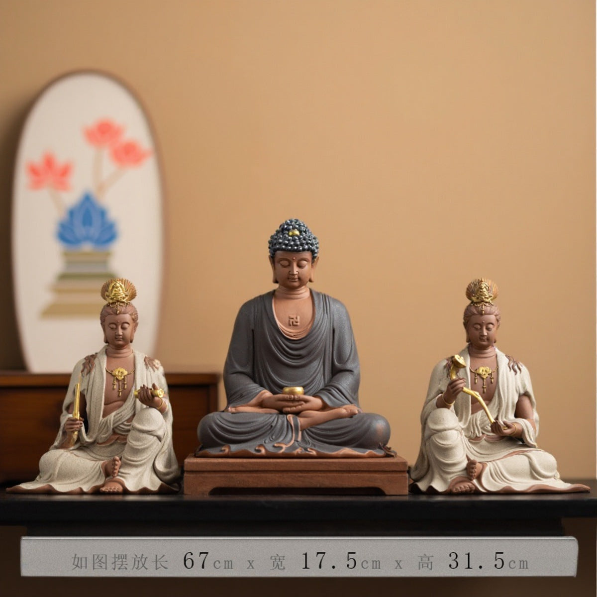 High-fired ceramic Buddha home decor statue for meditation room or entryway