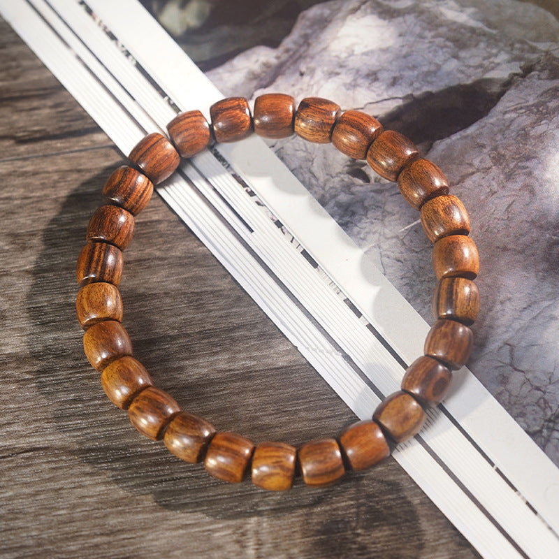 Warm brown black-Huali-style direct-cut old-shape barrel bead bracelet