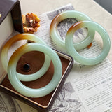 Certified Natural Dongling Jade Bangle – Green Aventurine Quartzite with Dunhuang Honey Gradient, 54–62 mm