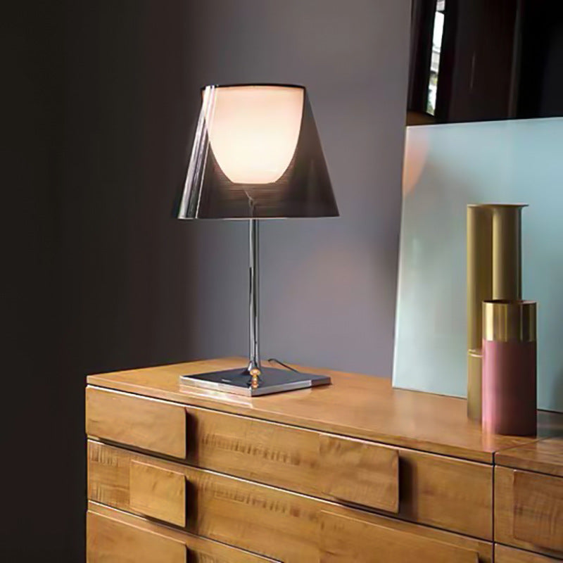 Double-layer transparent shade table lamp in modern living room